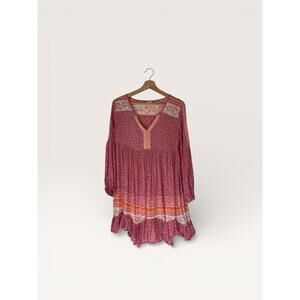 Boho Patrons of Peace Pink and Orange Bohemian Style Dress